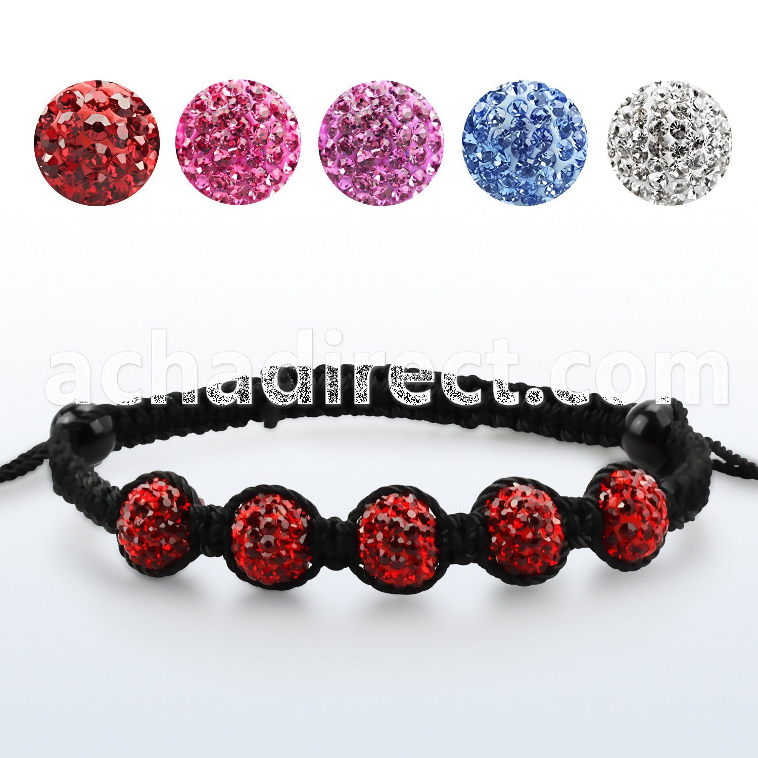 shm2 shamballa bracelet w leather 10mm multicrystal balls