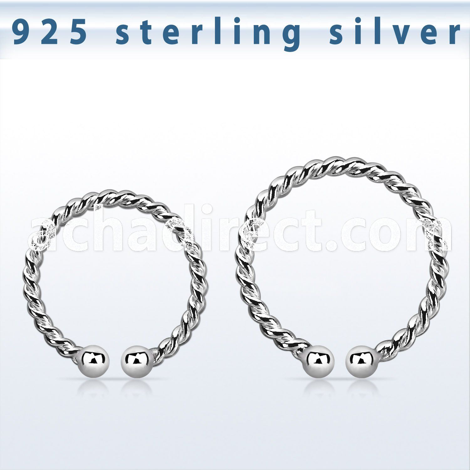 silver clip on nose hoop w twisted wire design