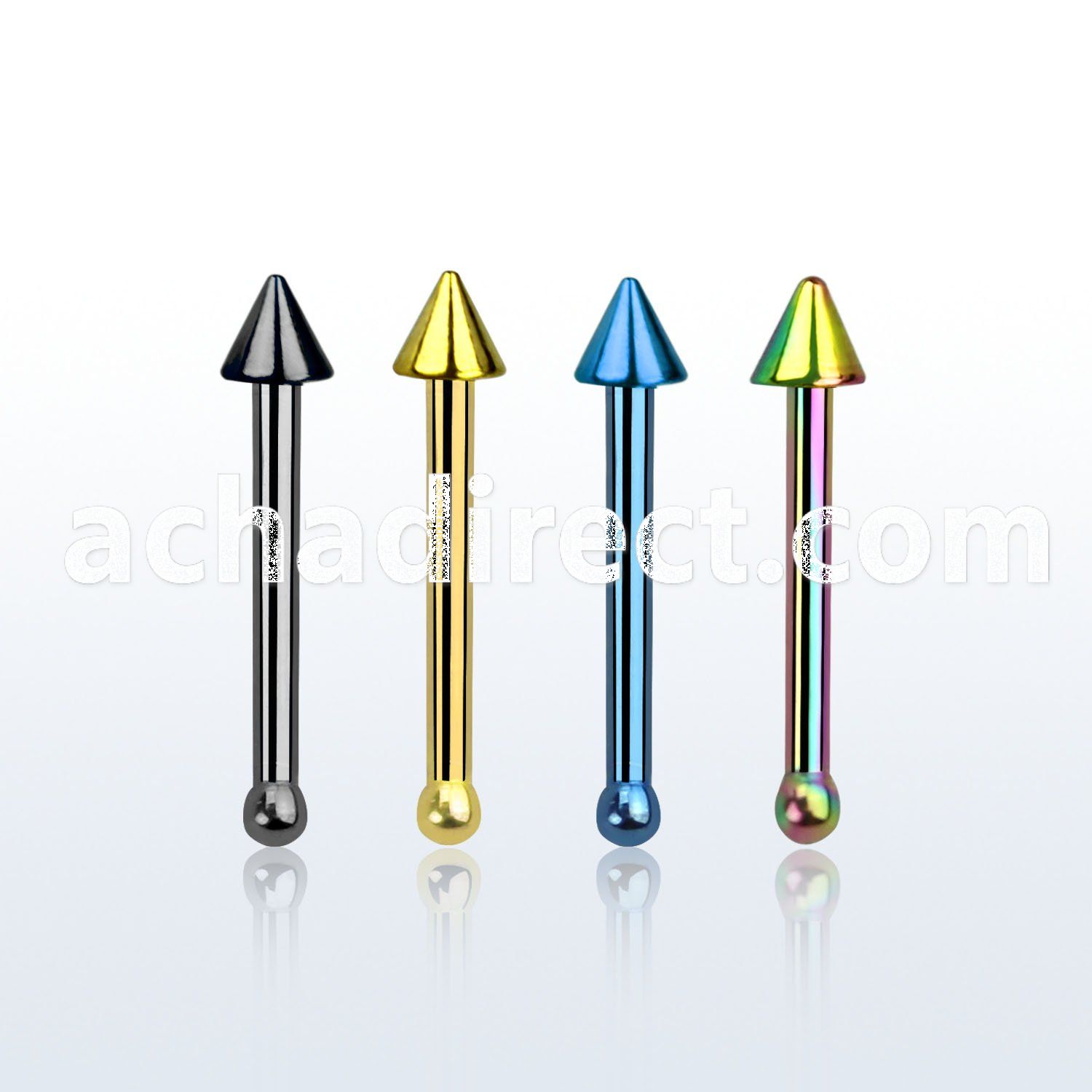 sncnt anodized 316l steel nose bone with 2mm cone shaped top