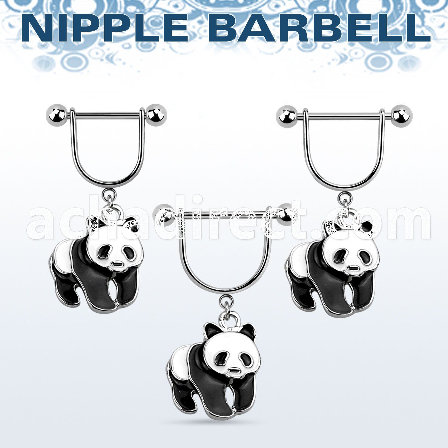 snpod9 316l steel nipple stirrup w painted panda