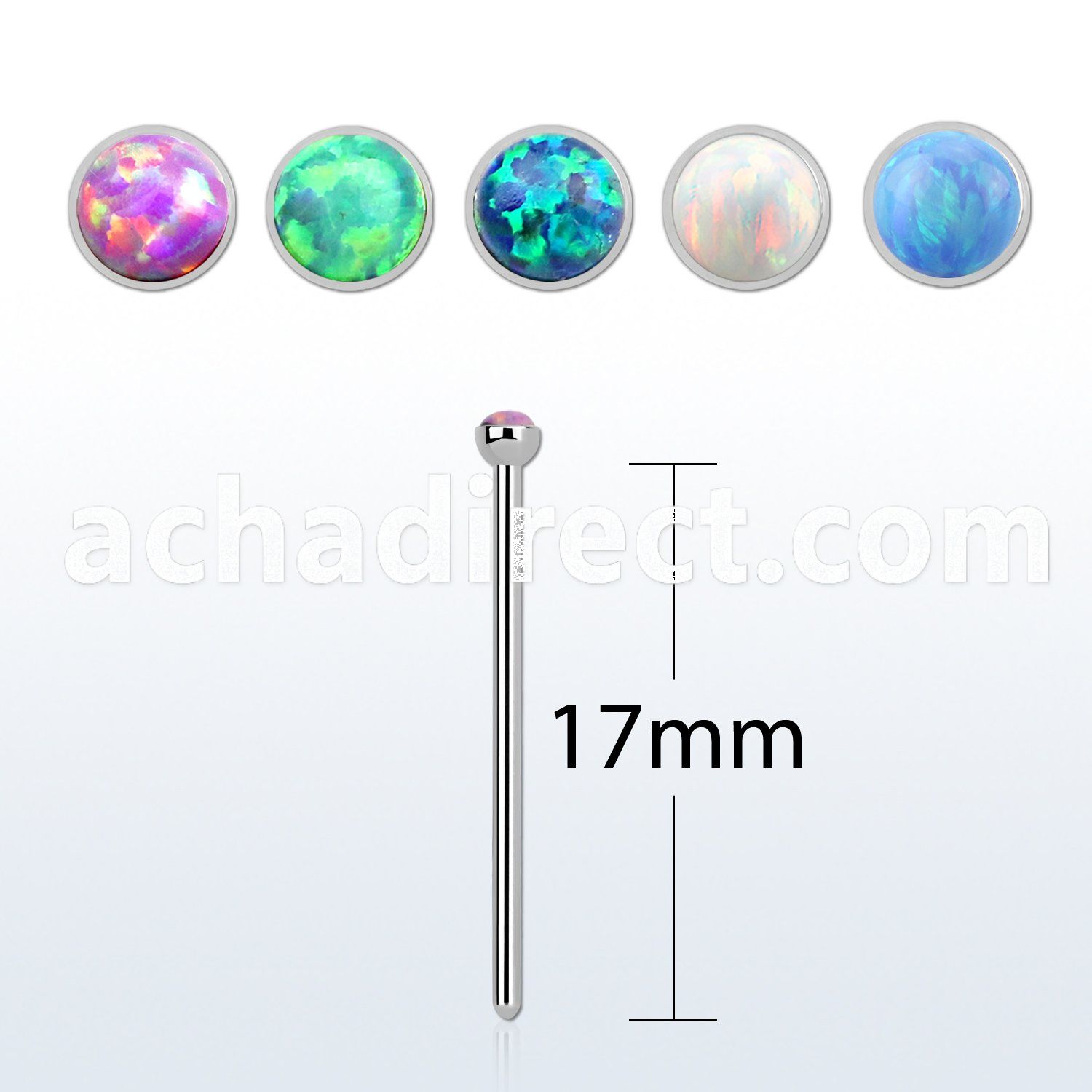 snsop 316l steel bend it nose stud 20g (0.8mm) synthetic opal