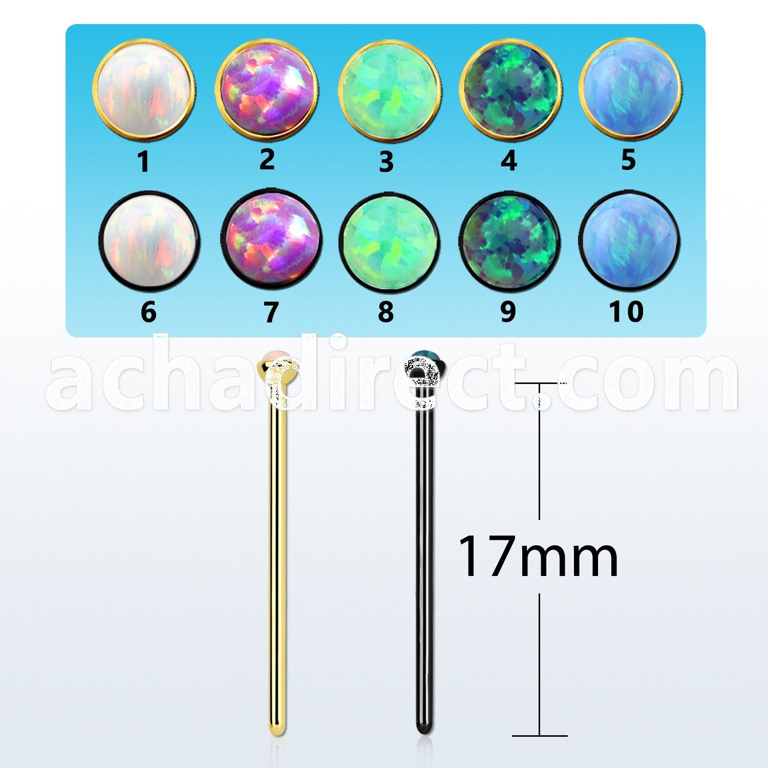 snstop anodized steel bend it nose stud 20g 0.8 synthetic opal