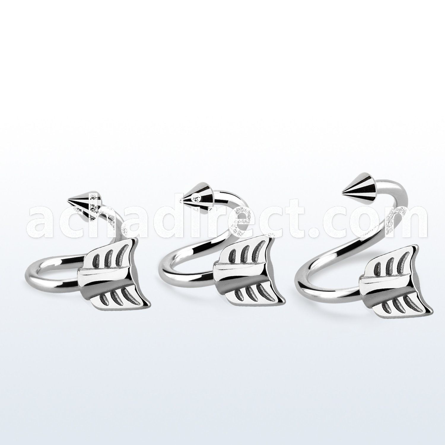 sp14aw 316l steel eyebrow spiral 1.2mm w cone steel arrow end