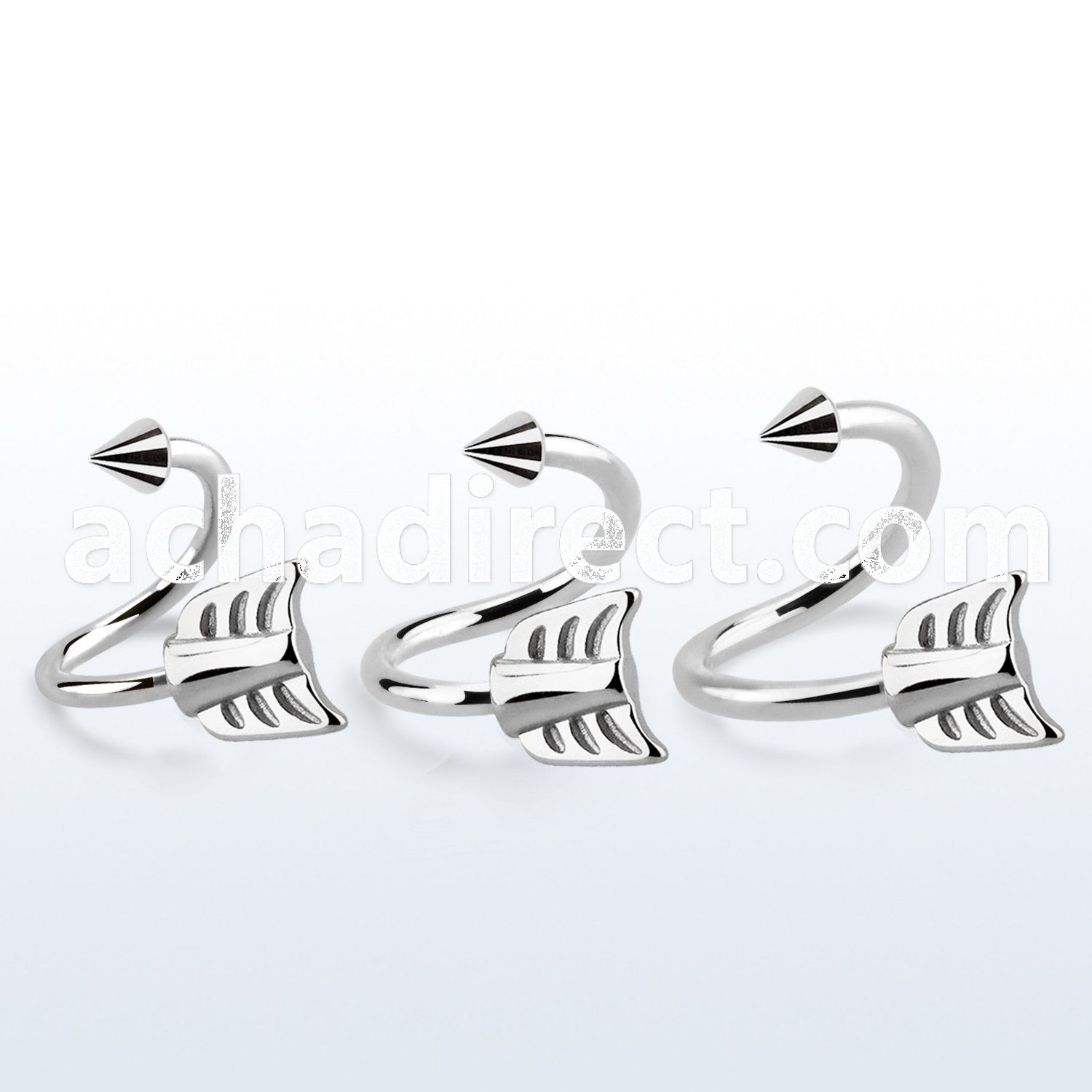 sp16aw 316l steel eyebrow spiral 1.6mm w cone steel arrow end