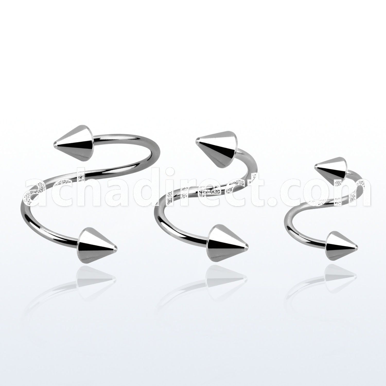 sp20cn 316l steel spiral 20g 0 8mm w two 3mm cones
