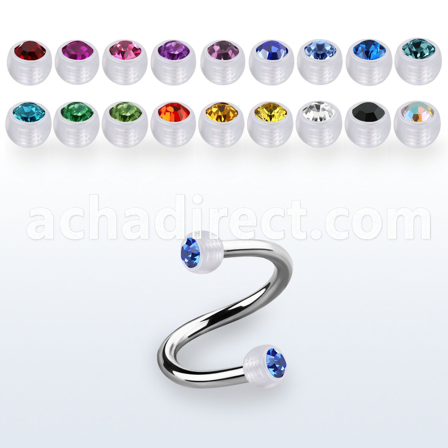 spajb4 steel spiral w 4mm bio flex balls w bezel set crystal