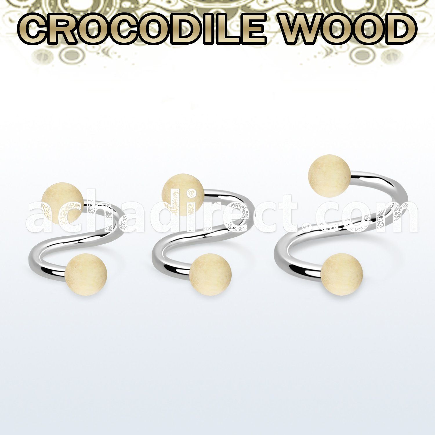 spcr5 organic spiral w two 5mm crocodile wood ball
