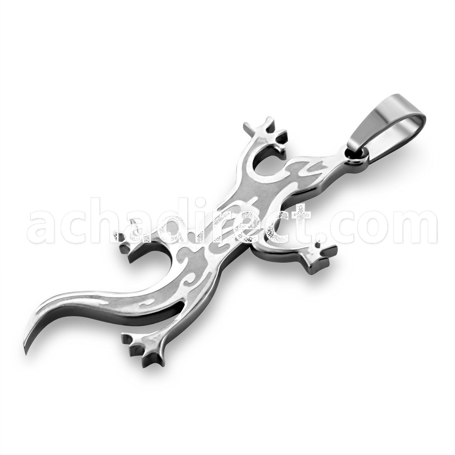 spd114 matte polished stainless steel lizard pendant