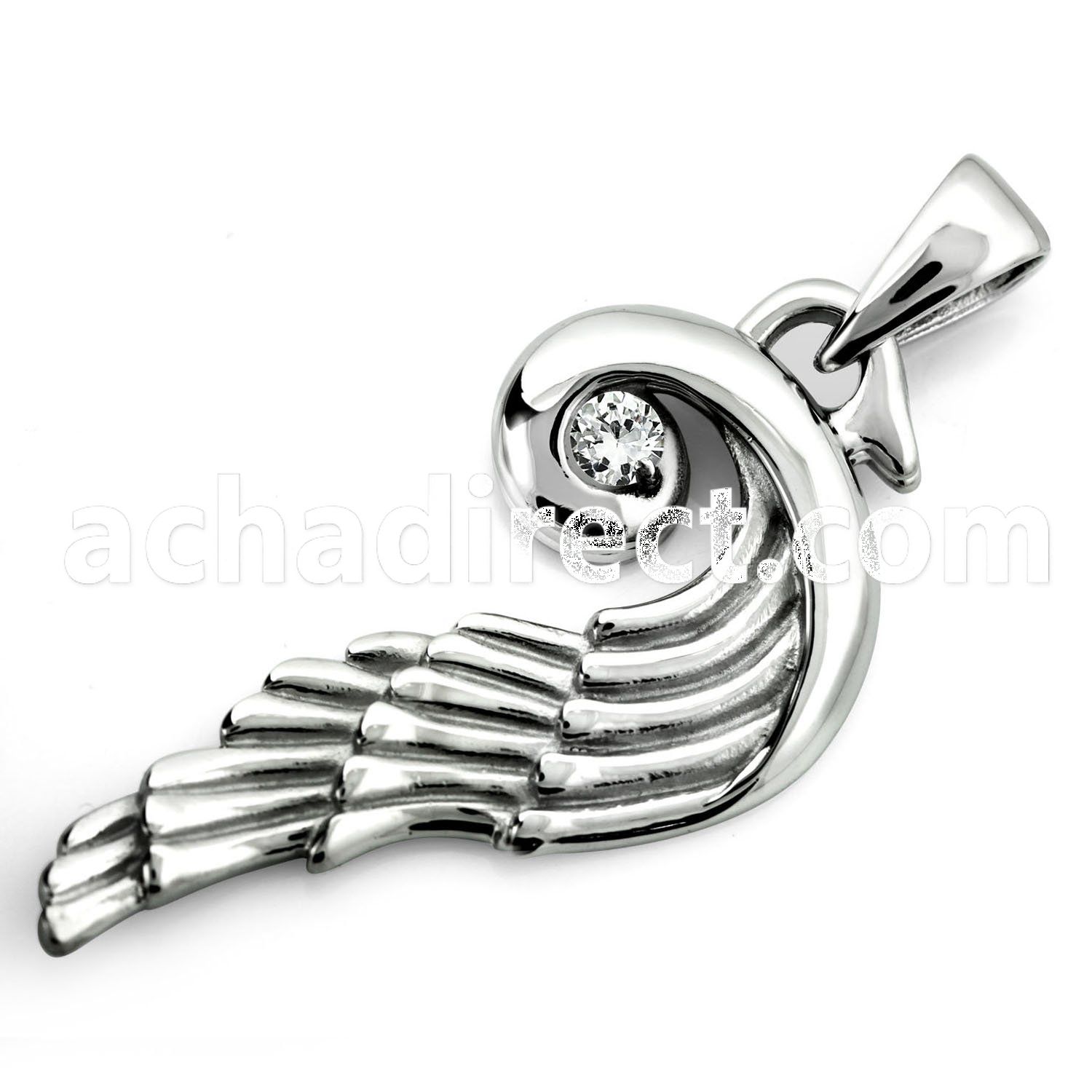 spd62 high polished stainless steel angel wing pendant