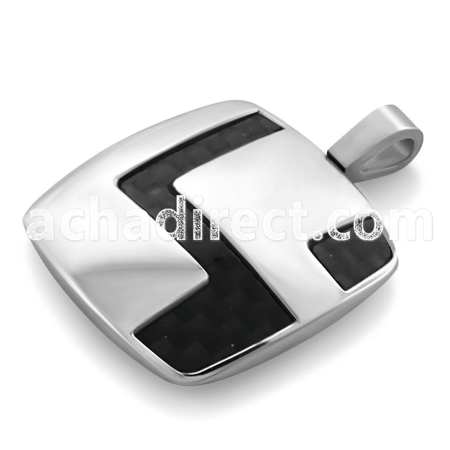 spd80 polished steel pendant with zigzag carbon fiber accent