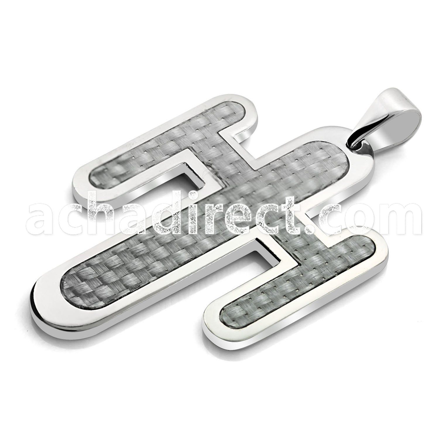 spd86 stainless steel cross pendant with carbon fiber inlay