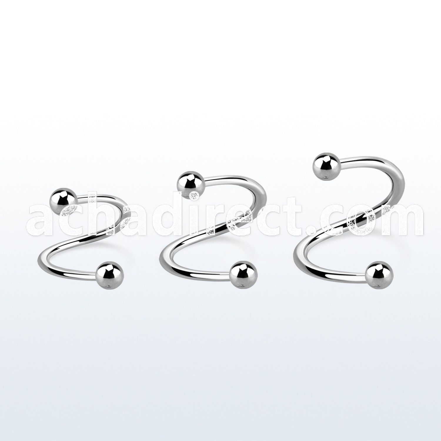 speb 316l steel eyebrow spiral 1 2mm with two 3mm balls