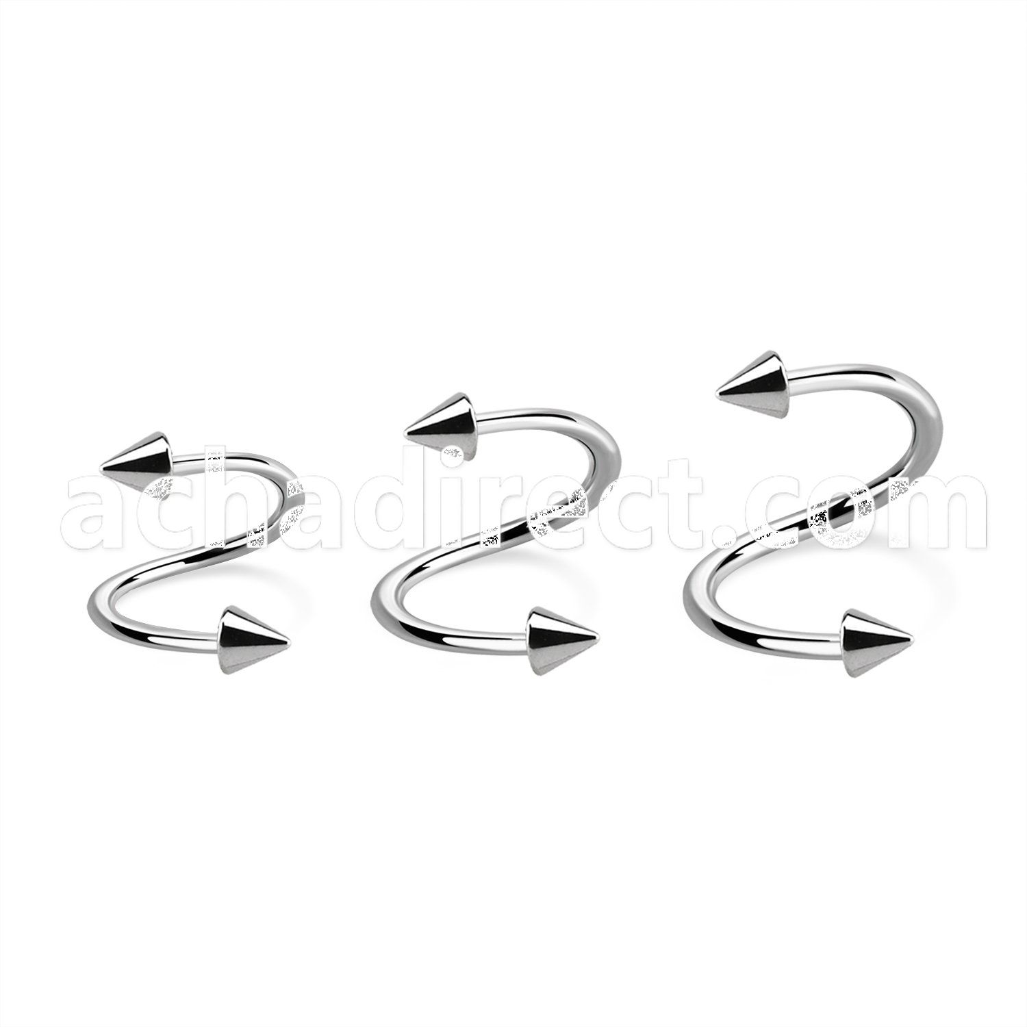 specn 316l steel eyebrow spiral with two 3mm cones
