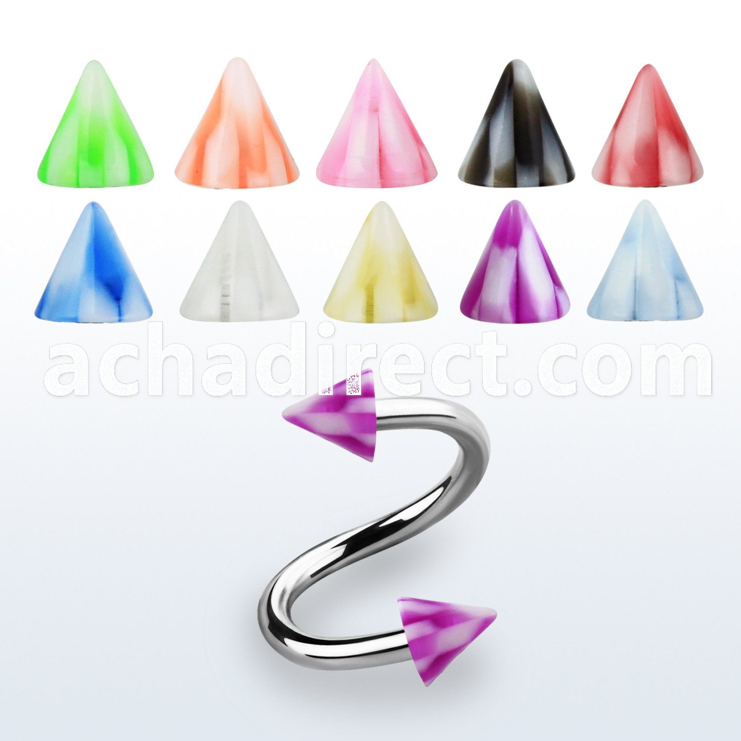 spenck 316l steel eyebrow spiral with acrylic checkered cone