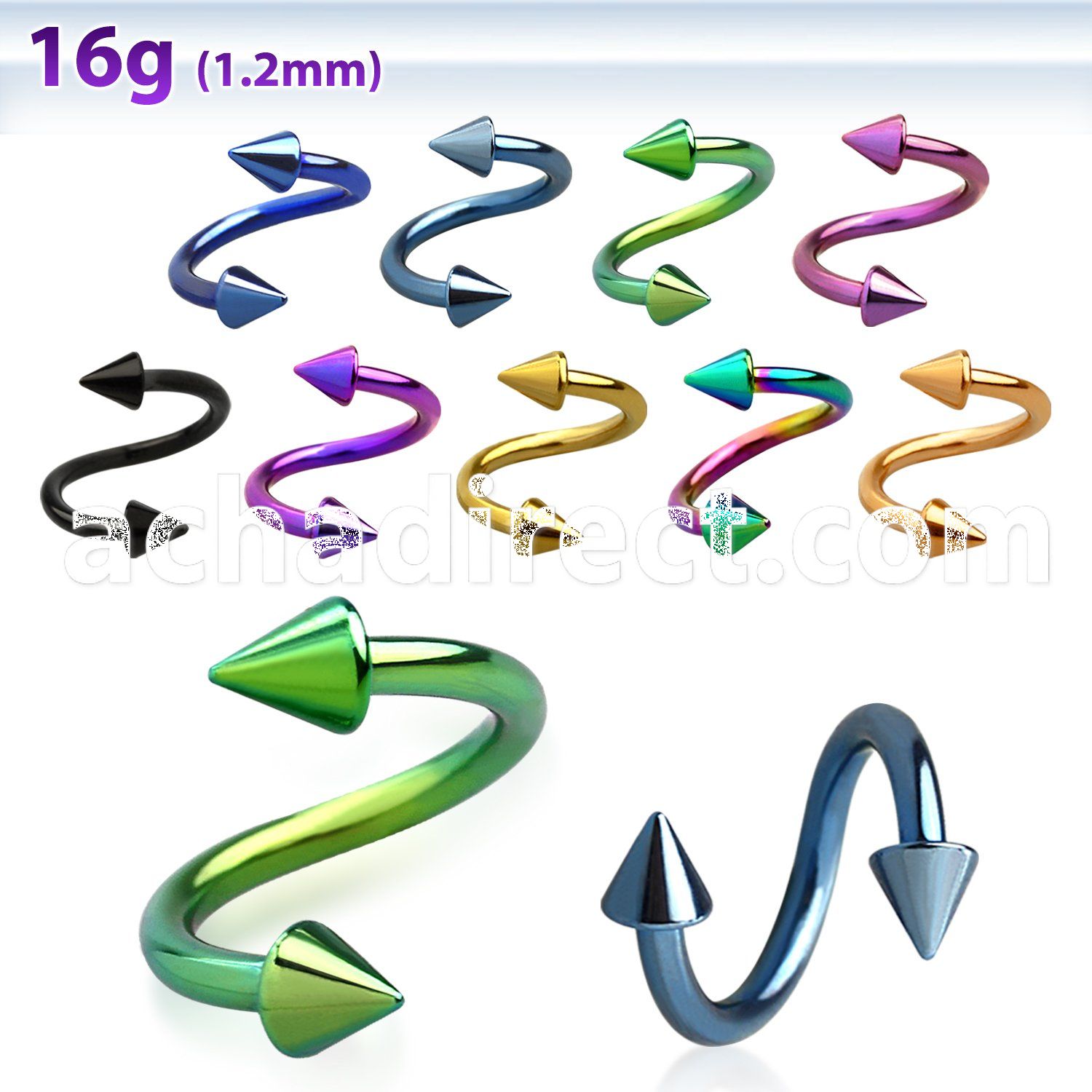 spetcn premium pvd 316l steel eyebrow spiral with two 3mm cones
