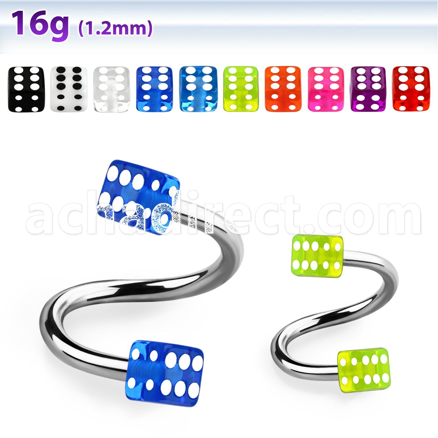 speuvdi surgical steel eyebrow spiral with two 3mm uv dices