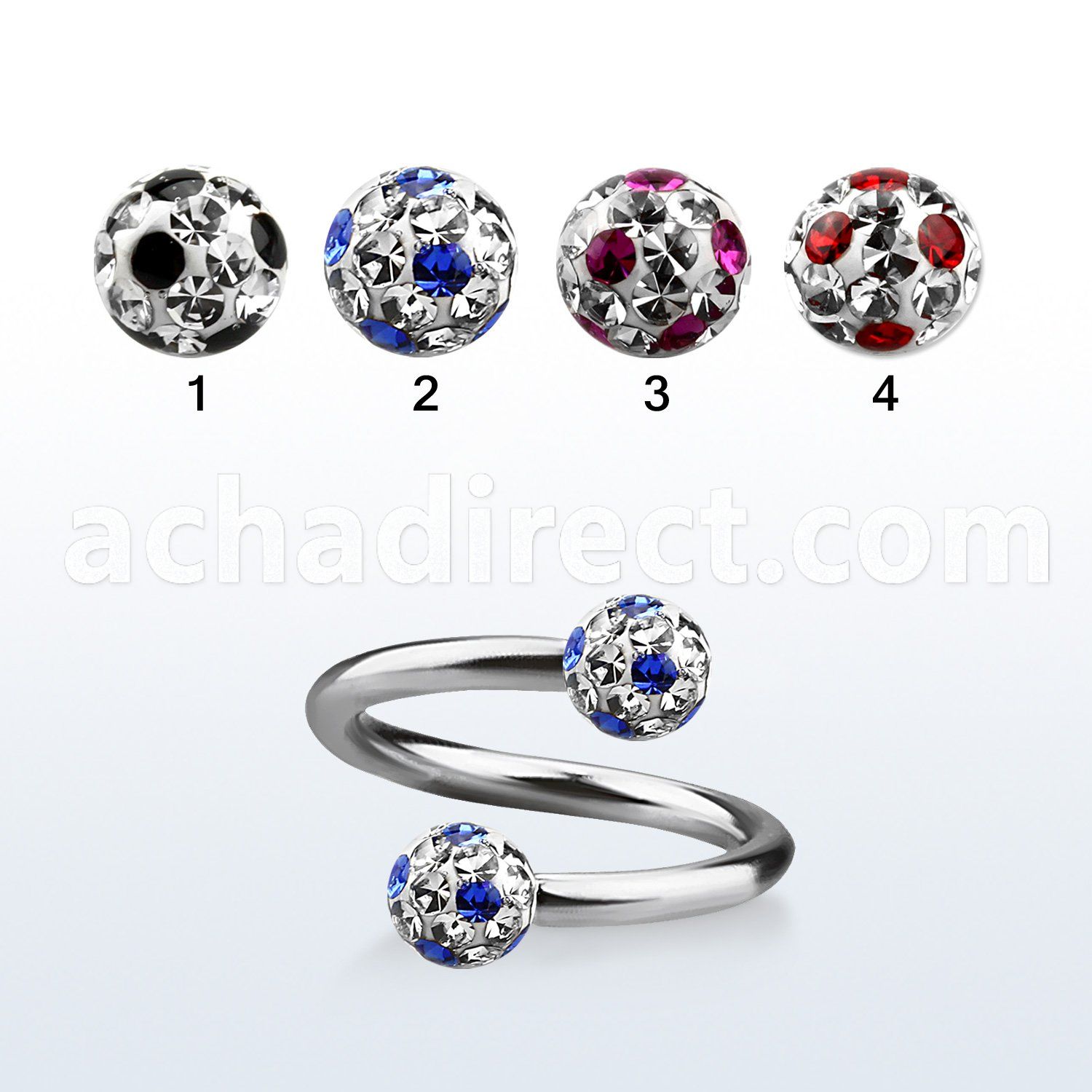 spfr5a 316l steel spiral w ferido dotted multi crystal ball