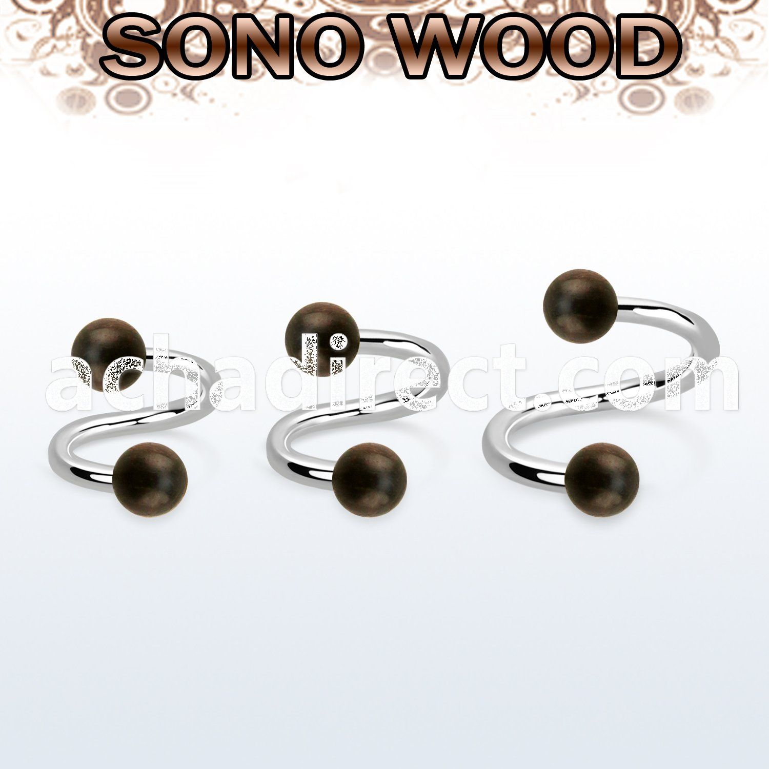 spsn5 organic spiral w 316l steel post w 2 5mm sono wood balls