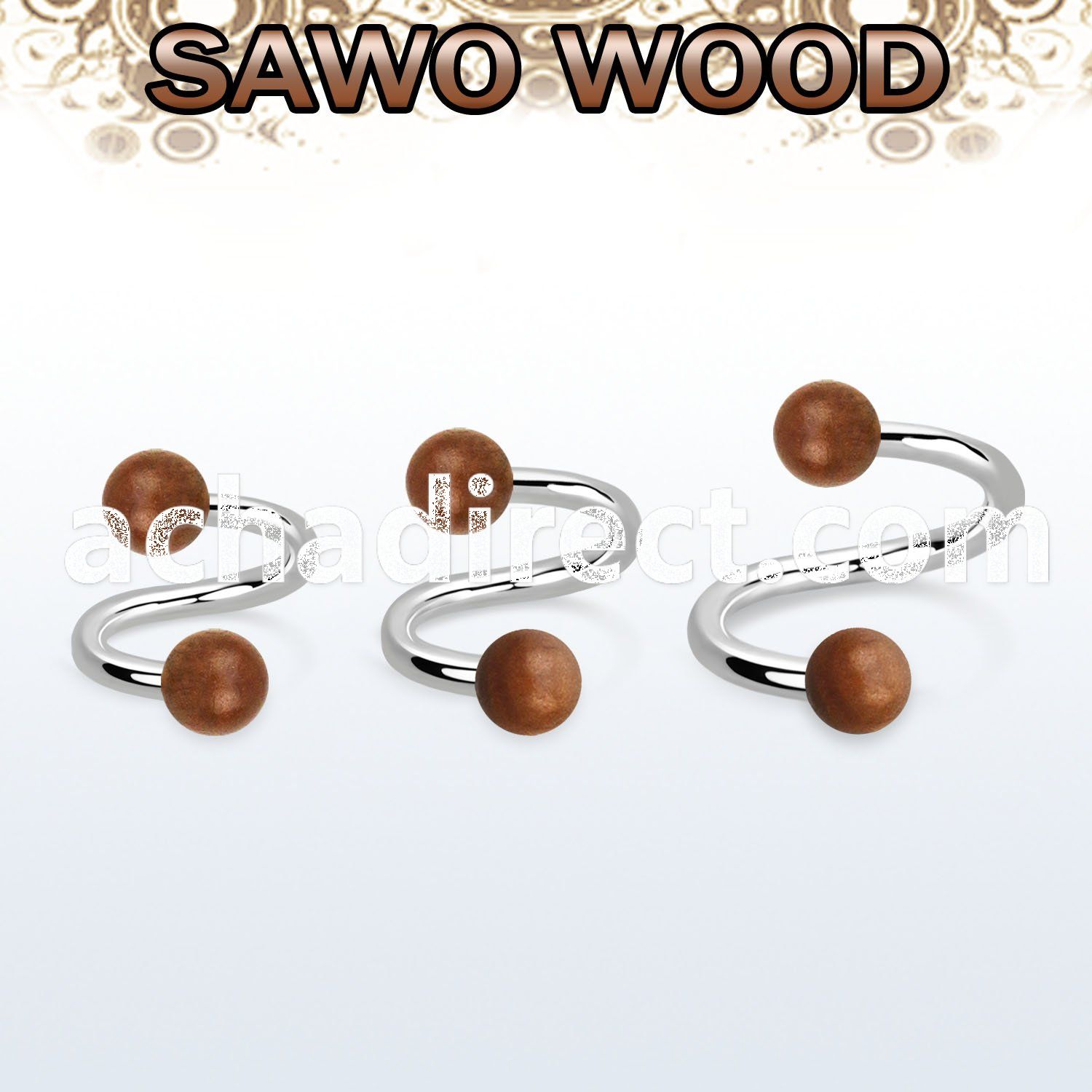 spsw5 organic spiral w 316l steel post w 2 5mm sawo wood balls