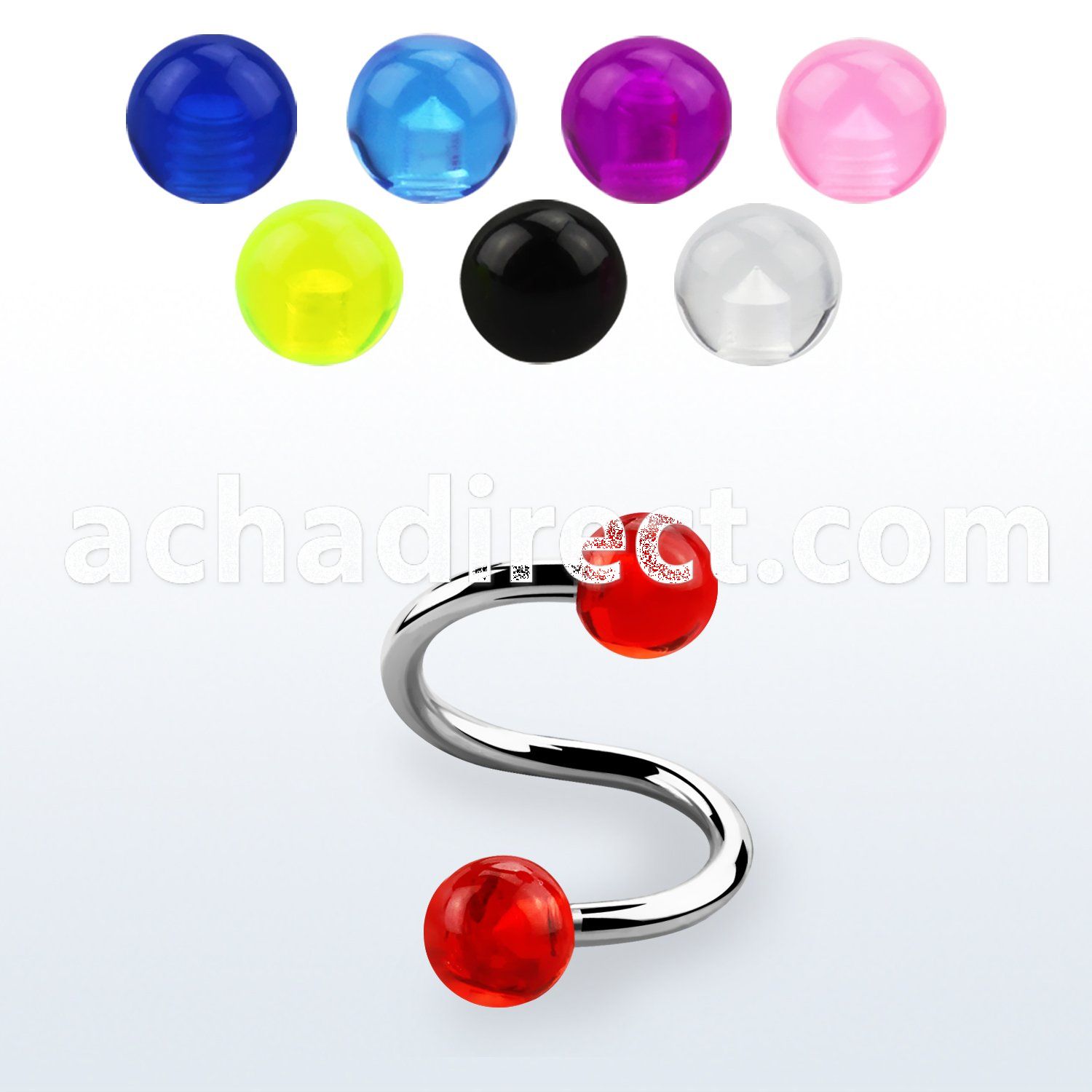 spuv 316l steel spiral with two 5mm acrylic balls