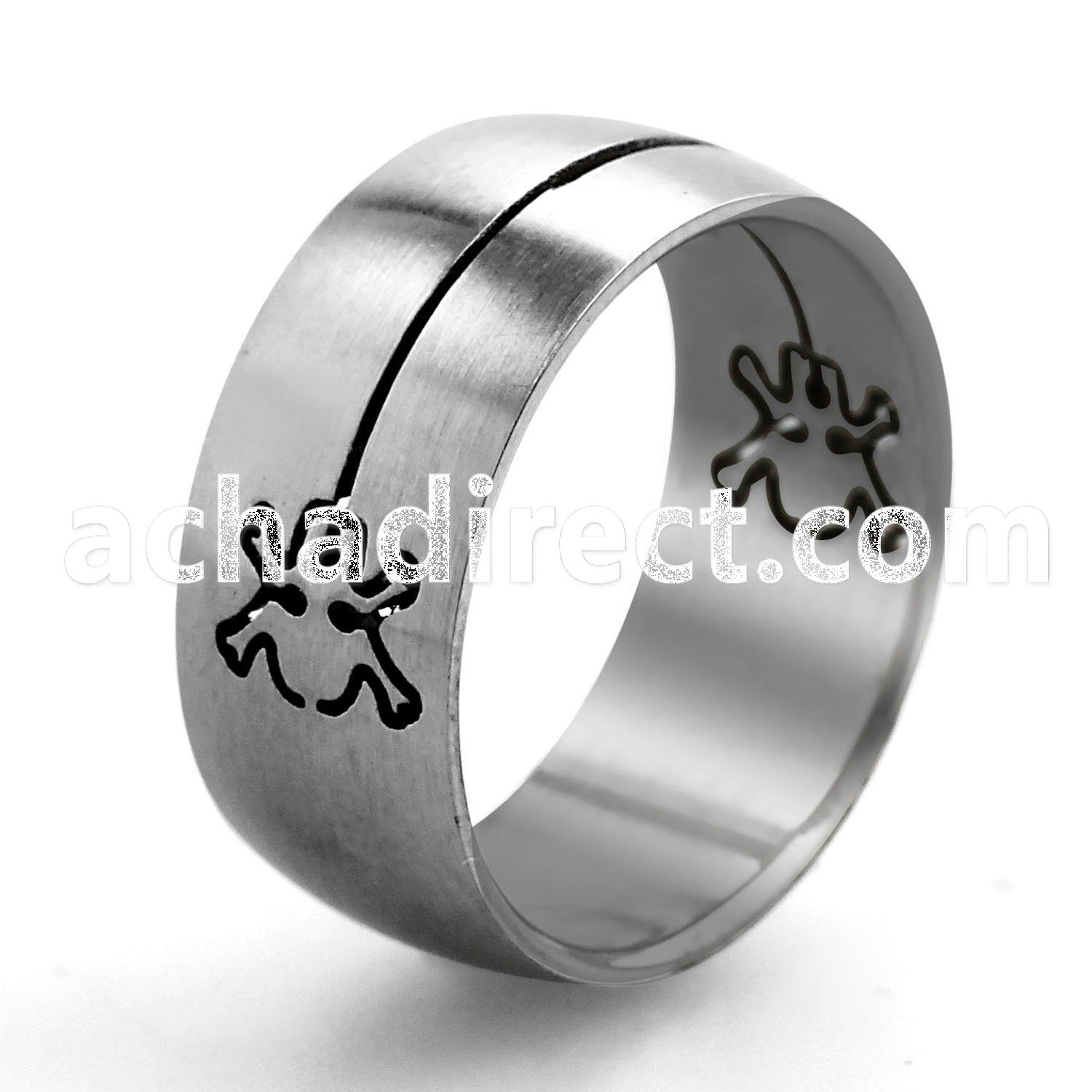 sr11 matte steel cutting ring with cut out skull crossbones