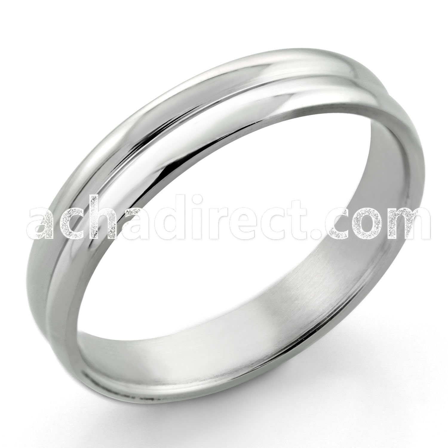 sr122 high polished stainless steel double wide ribbed ring