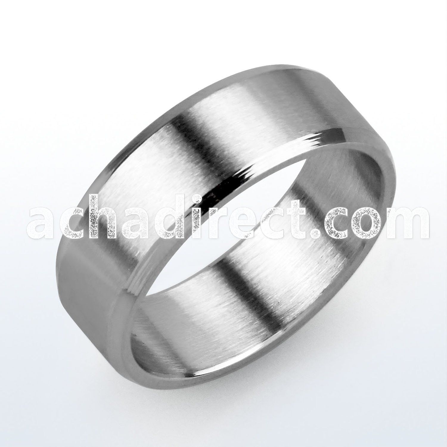 sr145 stainless steel band ring with engravable beveled edge