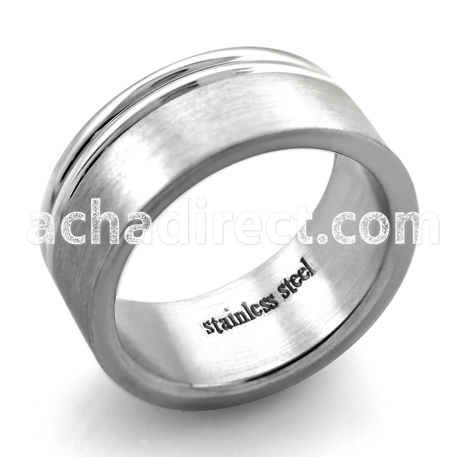 sr161 matte stainless steel band with two lined sides ring