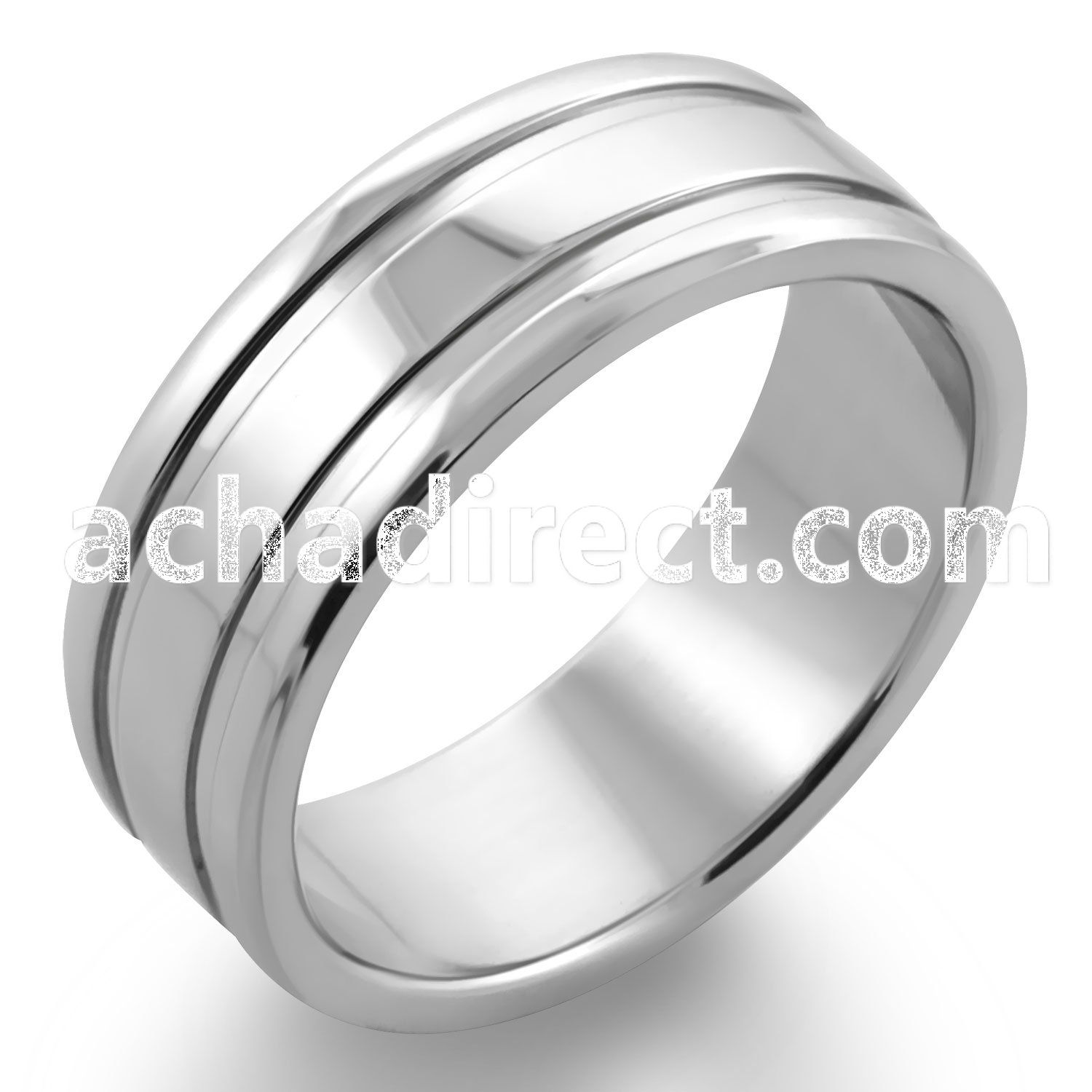 sr162 high polished stainless steel ring with lined sides