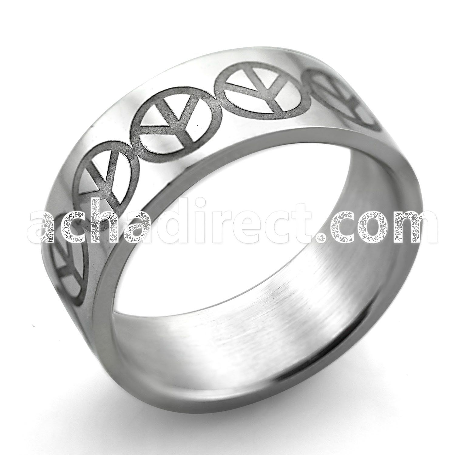 sr233 high polished steel carving ring with connecting peaces