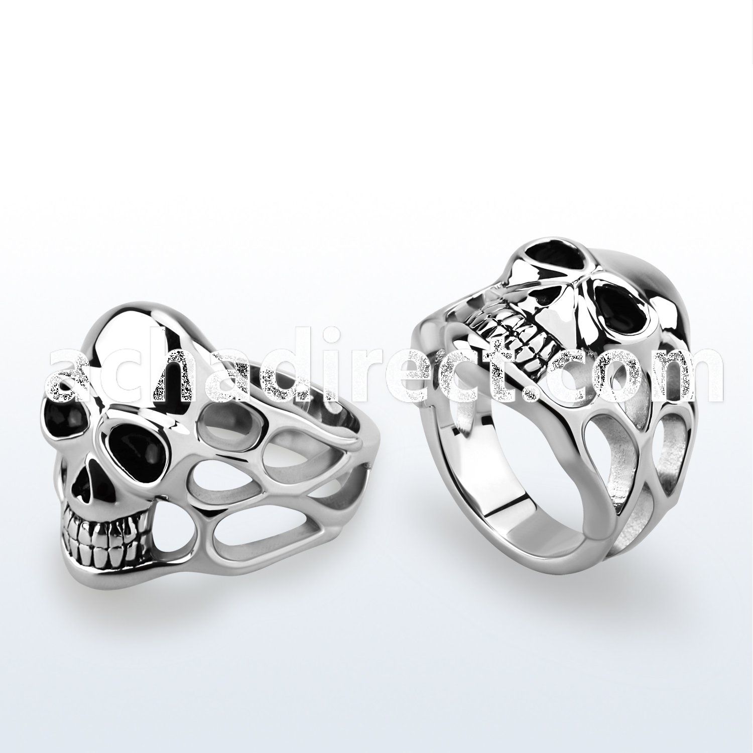 sr256 stainless steel ring w a casted skull design