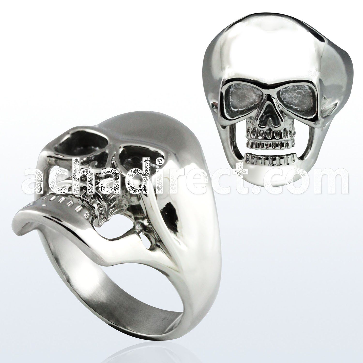 sr267 high polished stainless steel ring with skull figure