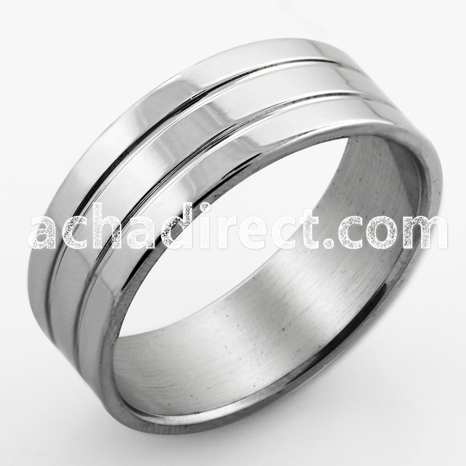 sr314 high polished steel engravable ring w double groove
