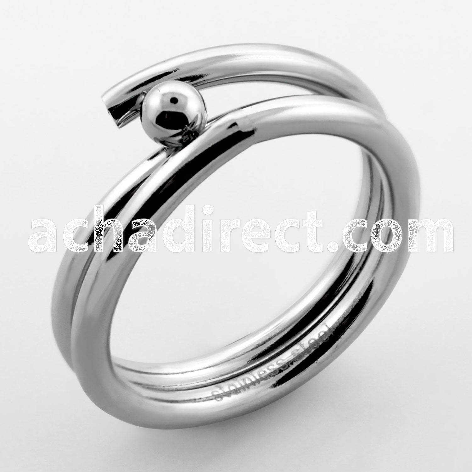 sr325 stainless steel ring with ball top in high polish