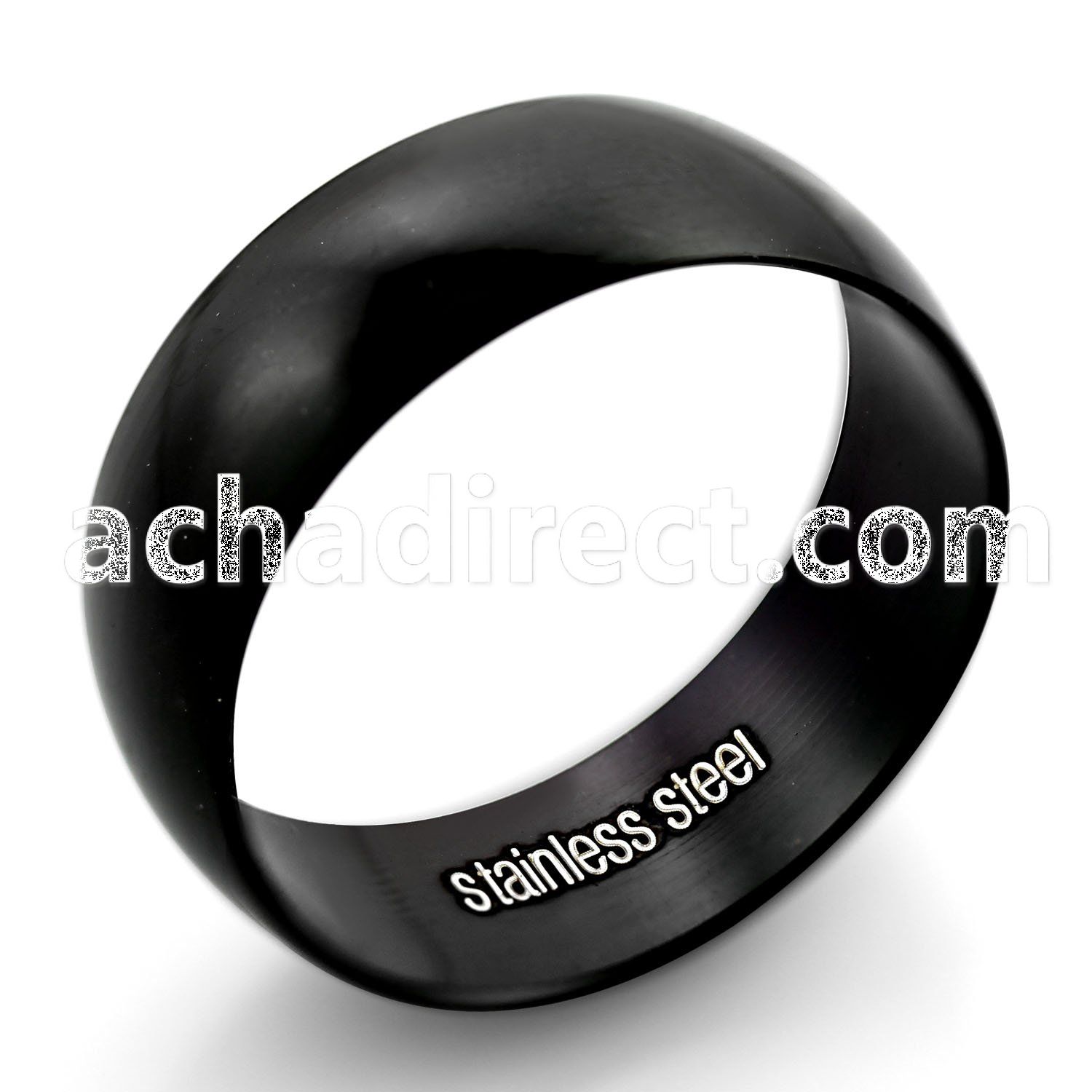 srb17 black anodized stainless steel wide band ring