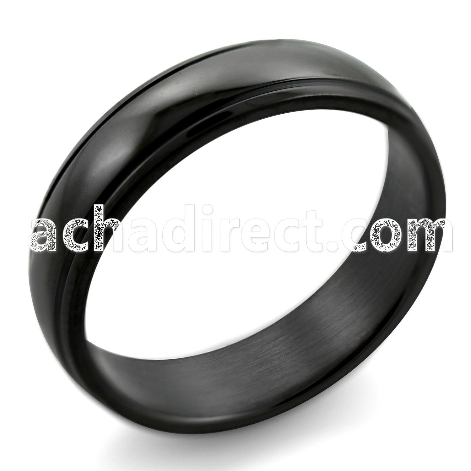 srb19 black anodized stainless steel ring with lined edges