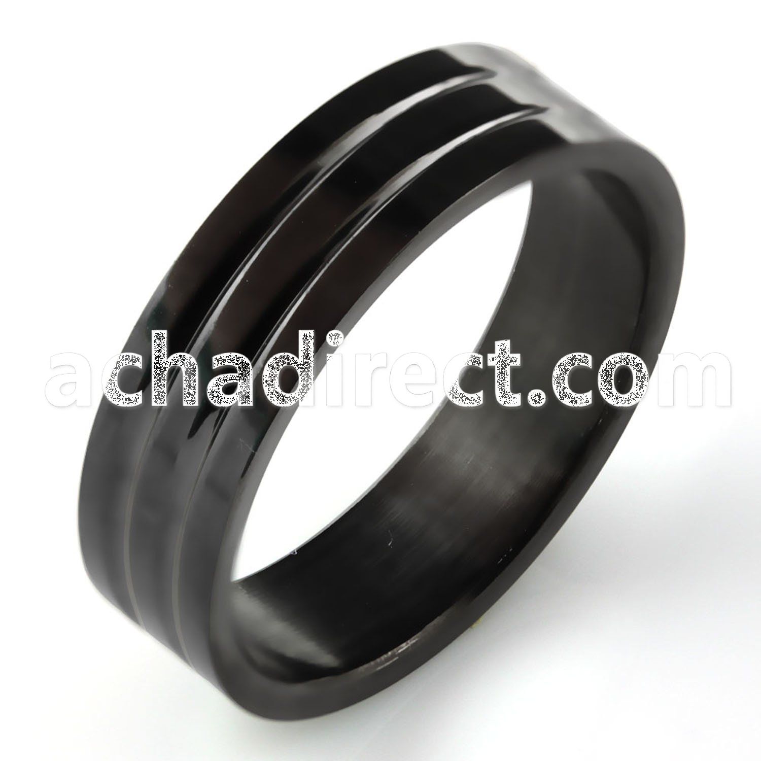 srb20x black stainless steel ring with high polished tri band