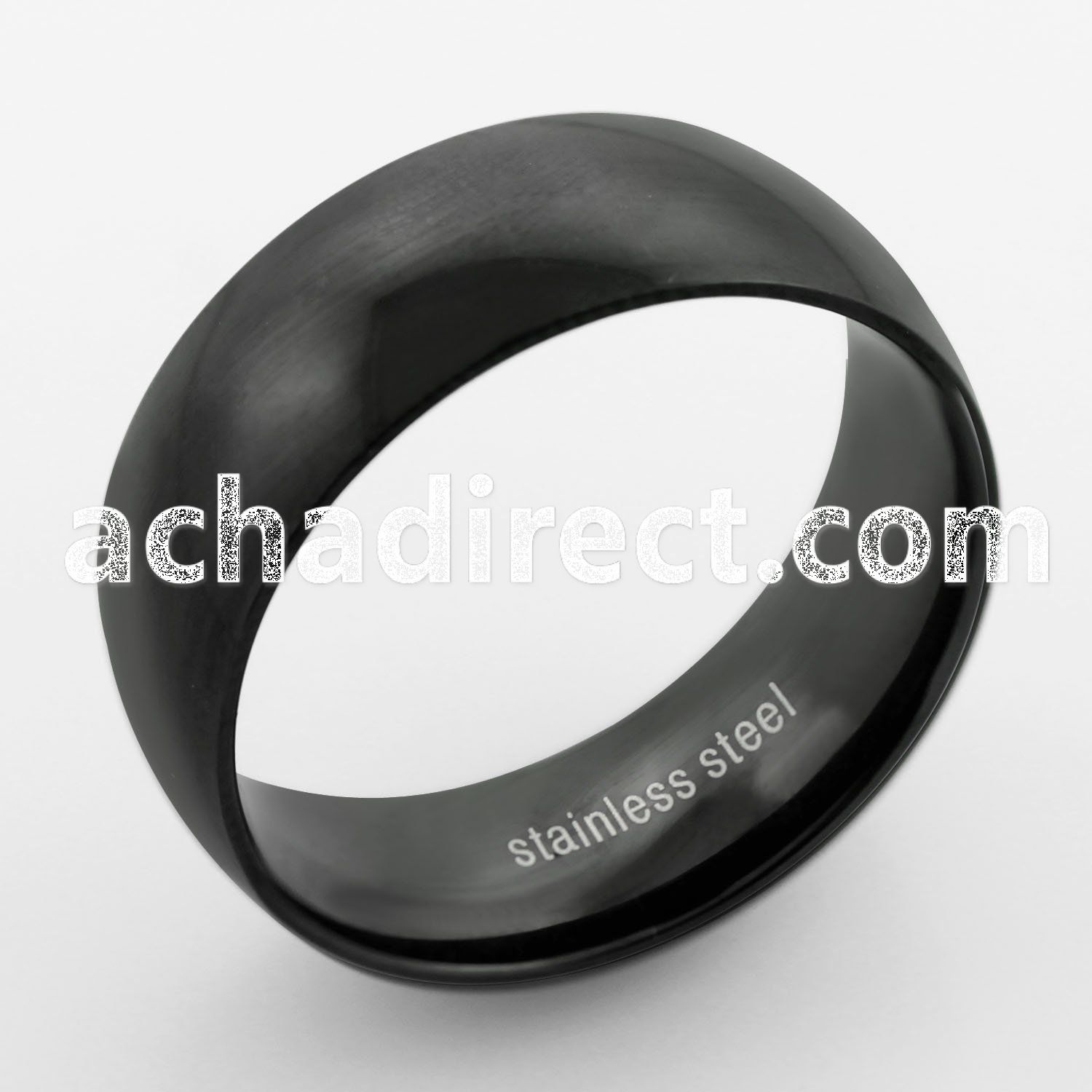 srb64 black anodized stainless wide band ring in high polish