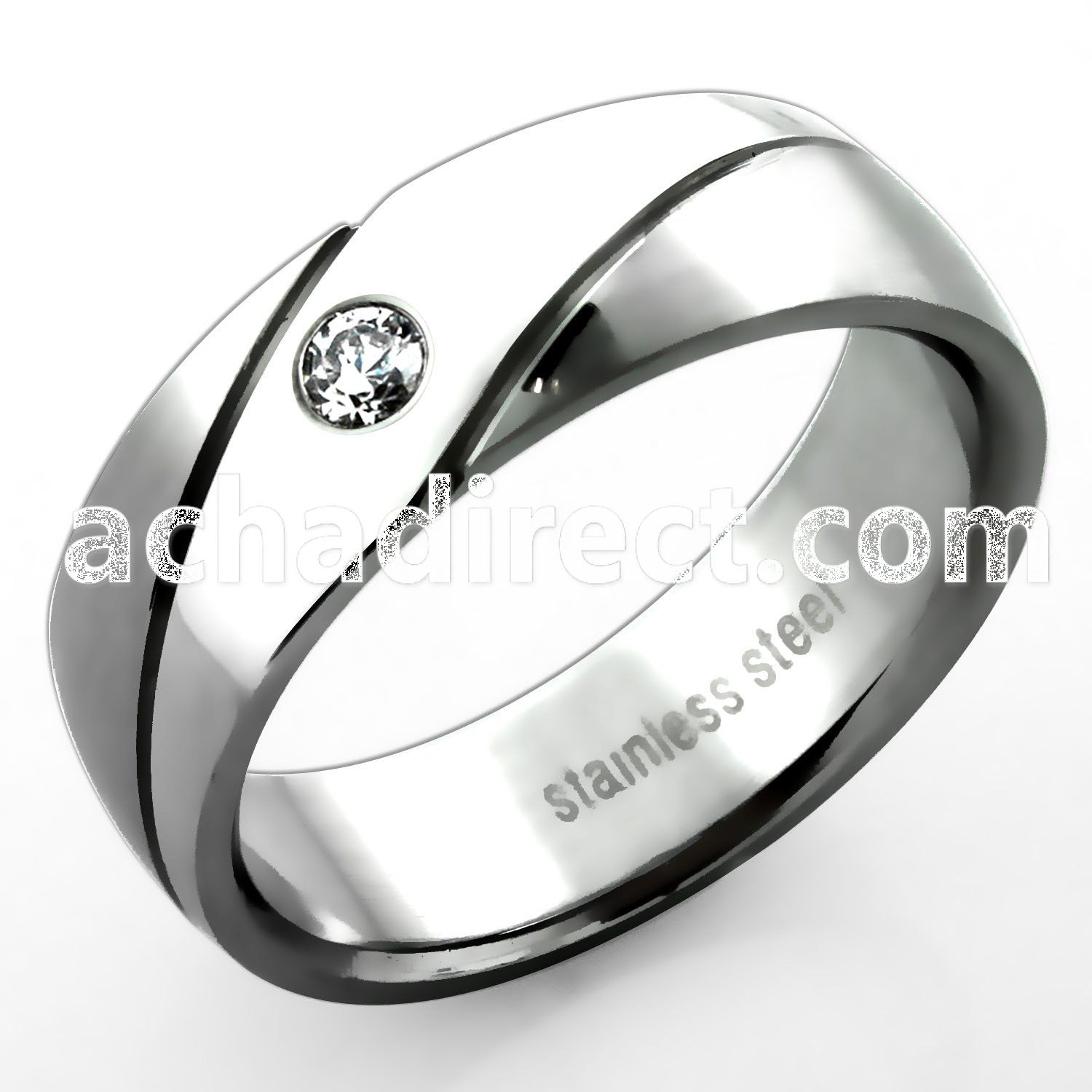 src22 stainless steel band with grooves clear crystal