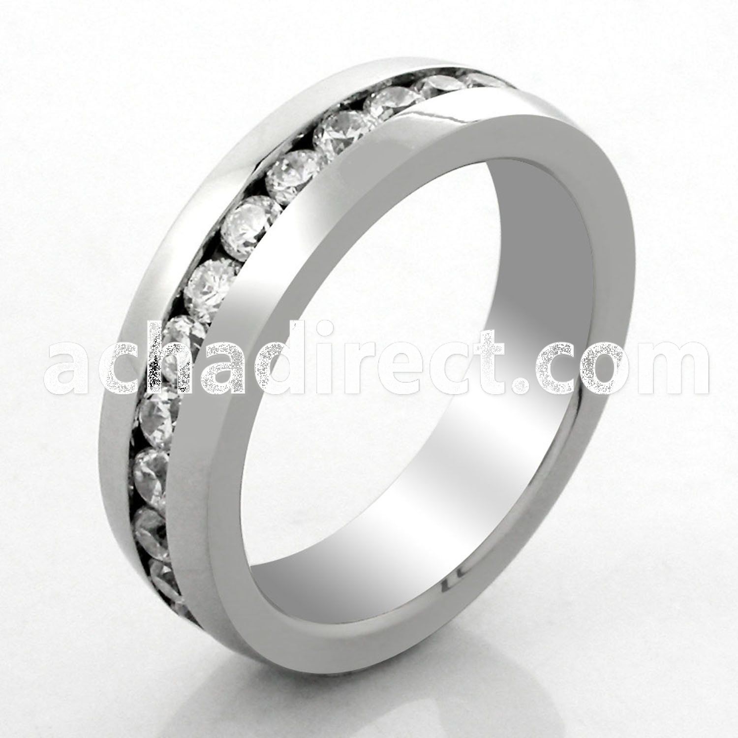 srcz48 stainless steel ring with 2mm clear cz central band