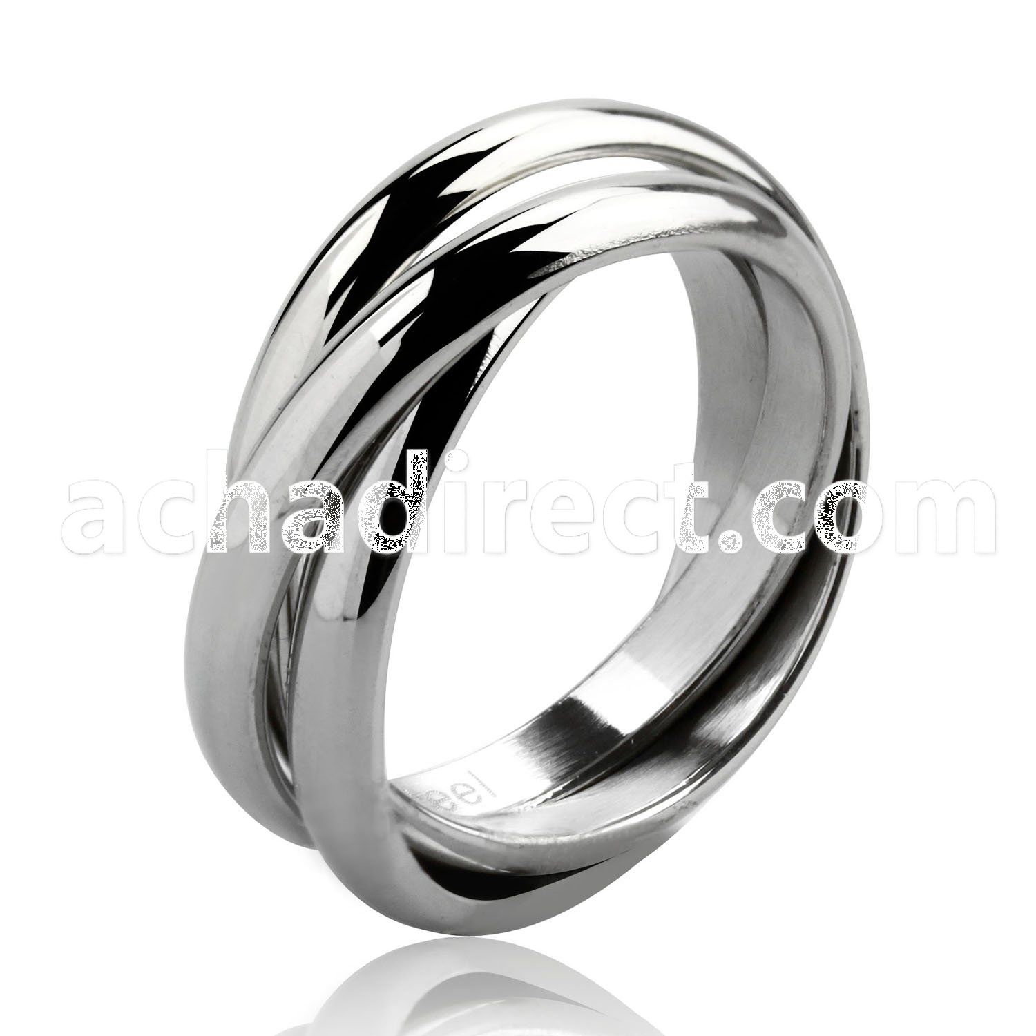 srm3 high polisdhed stainless steel 3 band interlocking ring