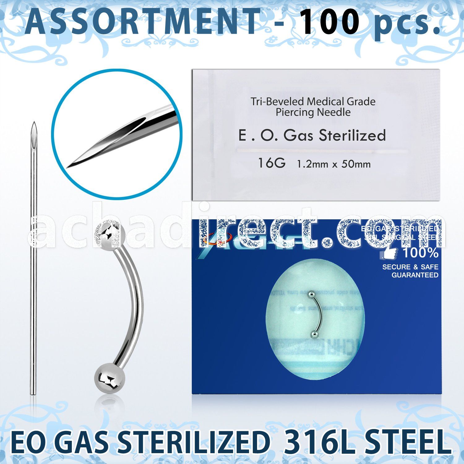 sset01 professional piercing kit steel eyebrow bananas needle