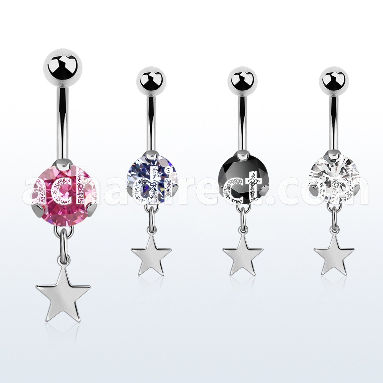 steel casting belly banana w 8mm cz w dangling star