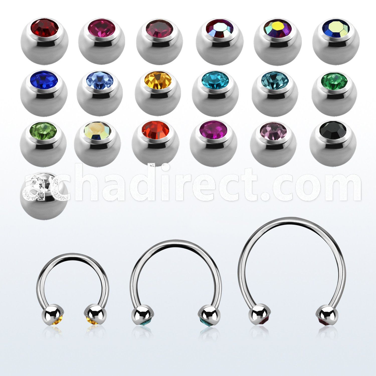 steel circular barbell 0.8mm w tiny 2.5mm jewel balls