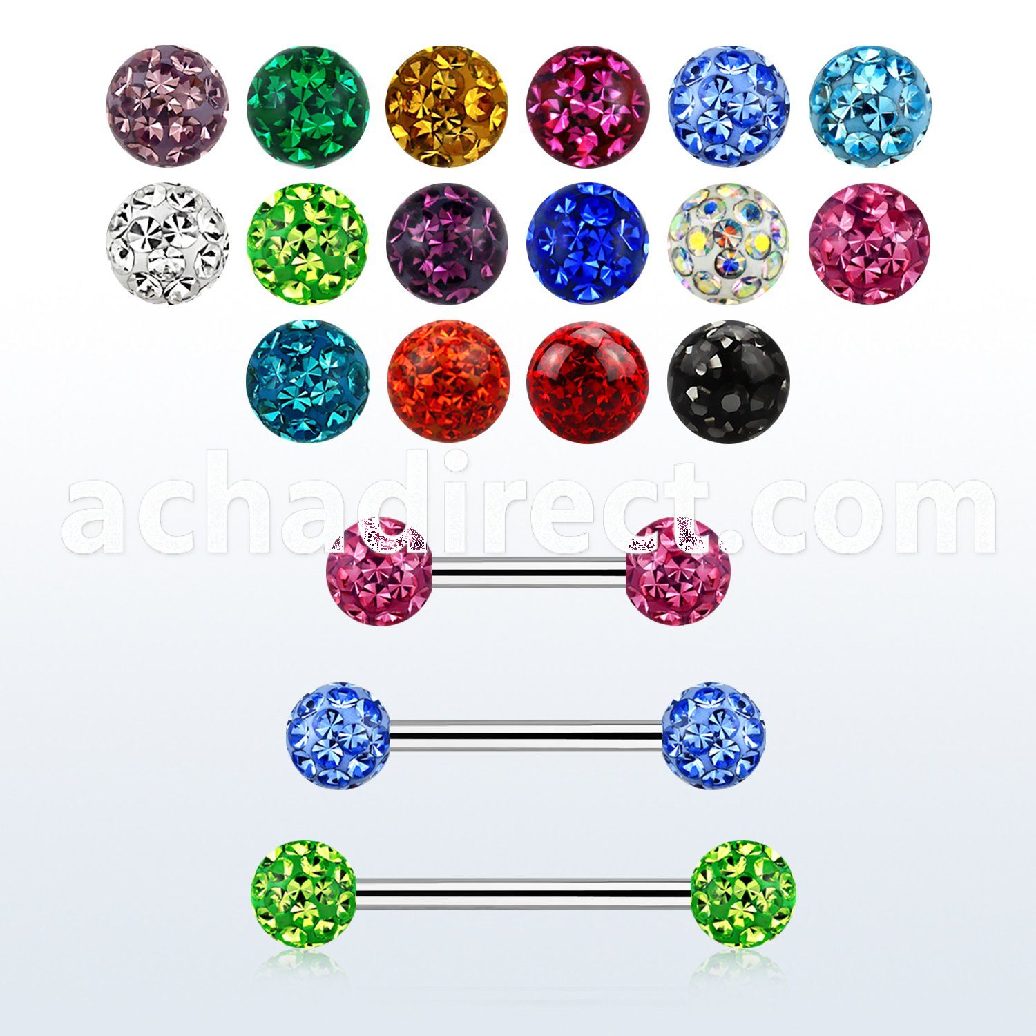 steel eyebrow barbell 18 w 3mm ferido multi crystal ball