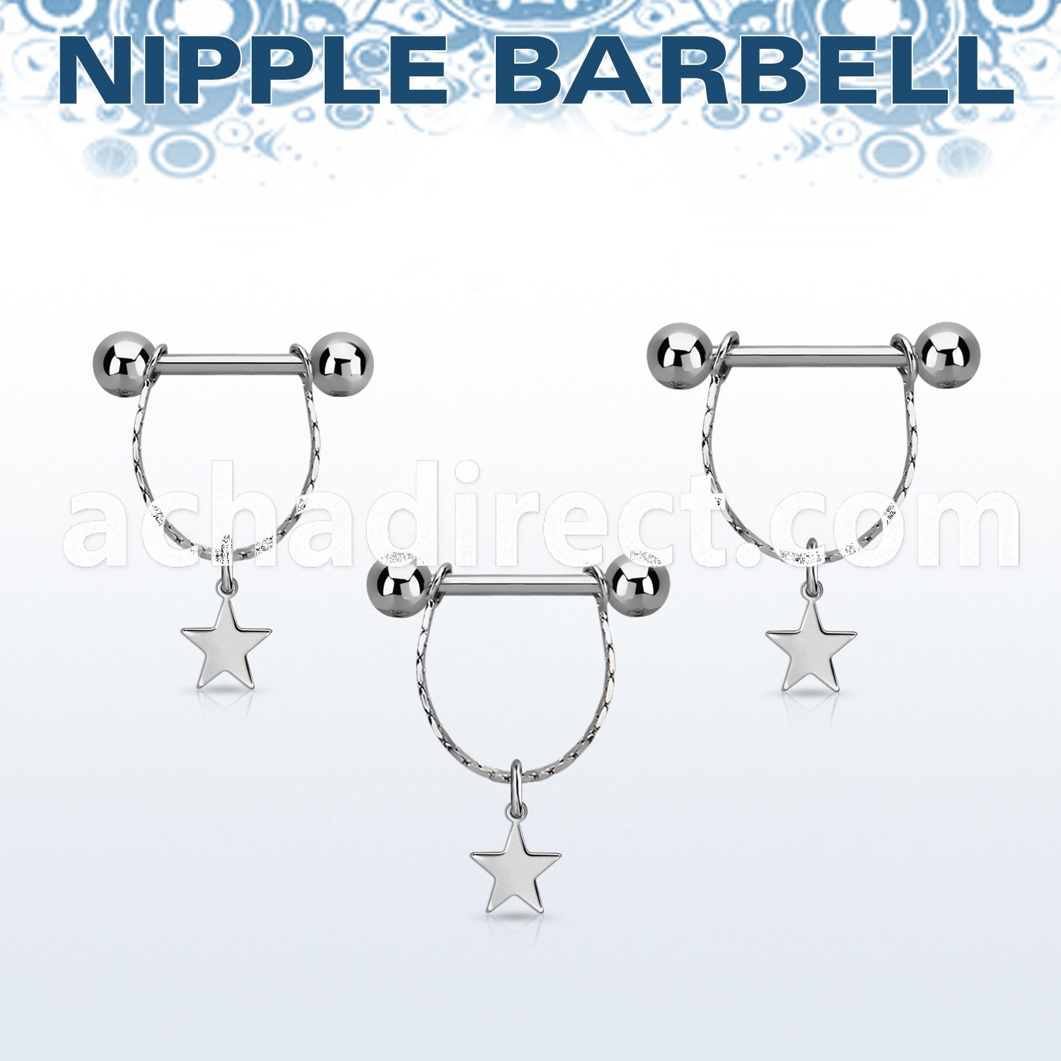 steel nipple barbell w small chain w dangling star