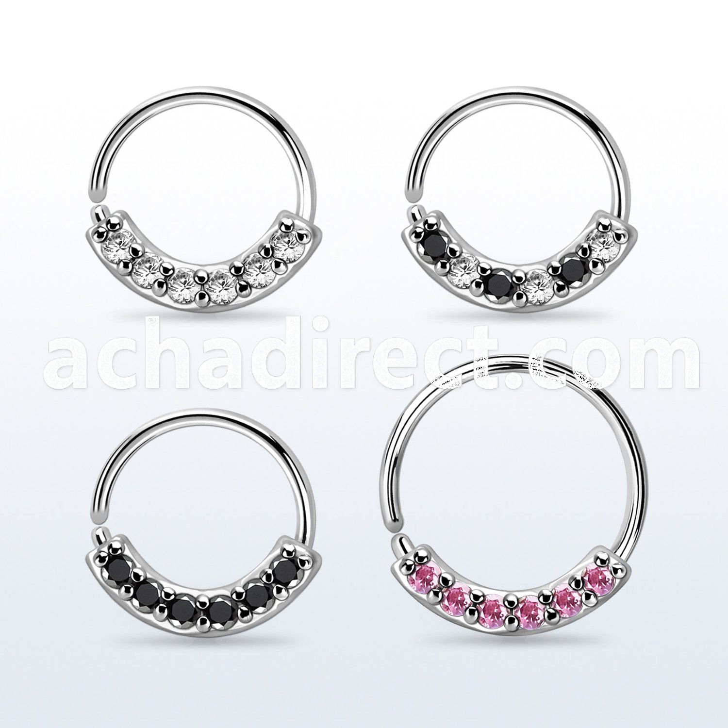 steel seamless ring, 20g w 6 1.5mm czs on the lower part