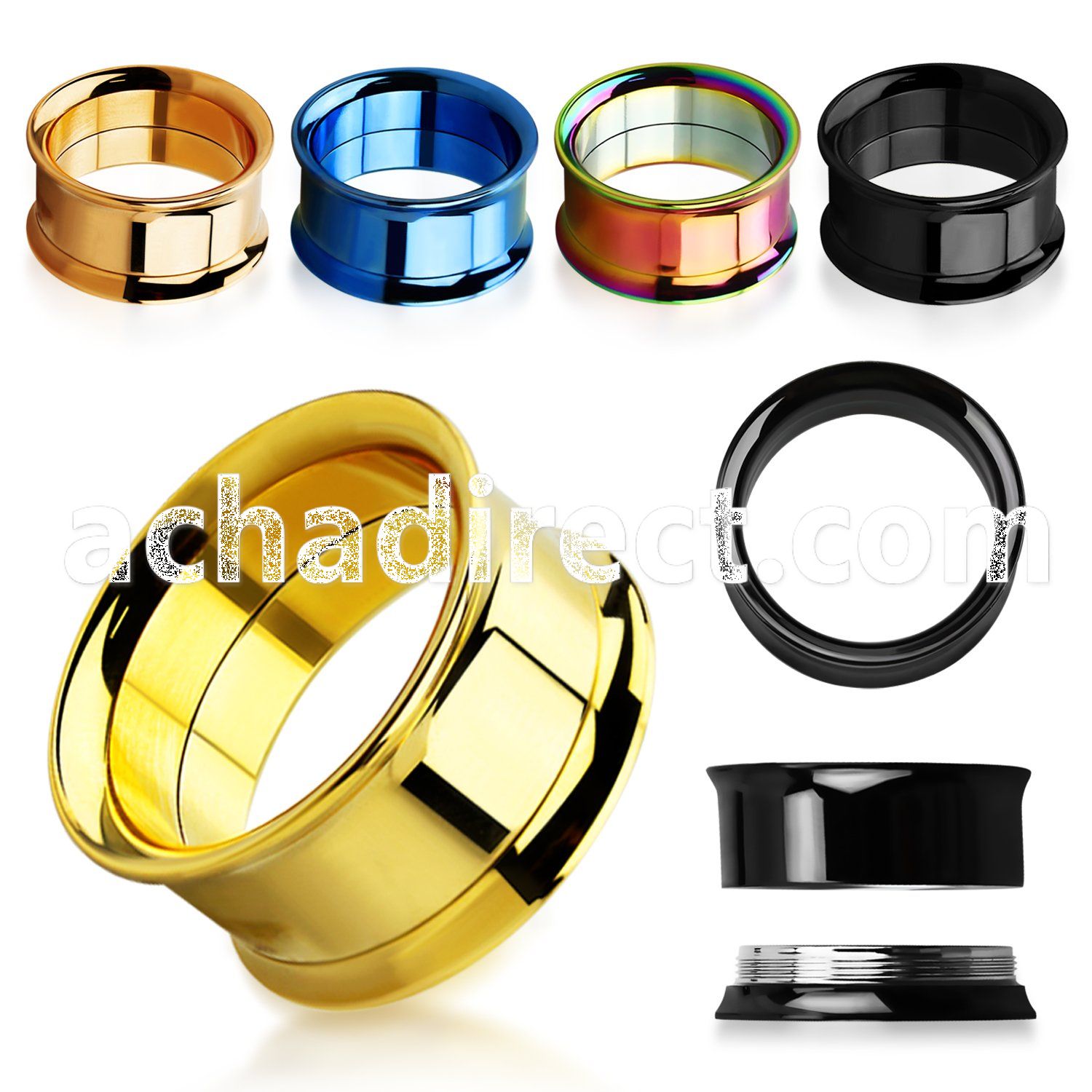 sthp pvd threaded 316l steel double flared flesh tunnel