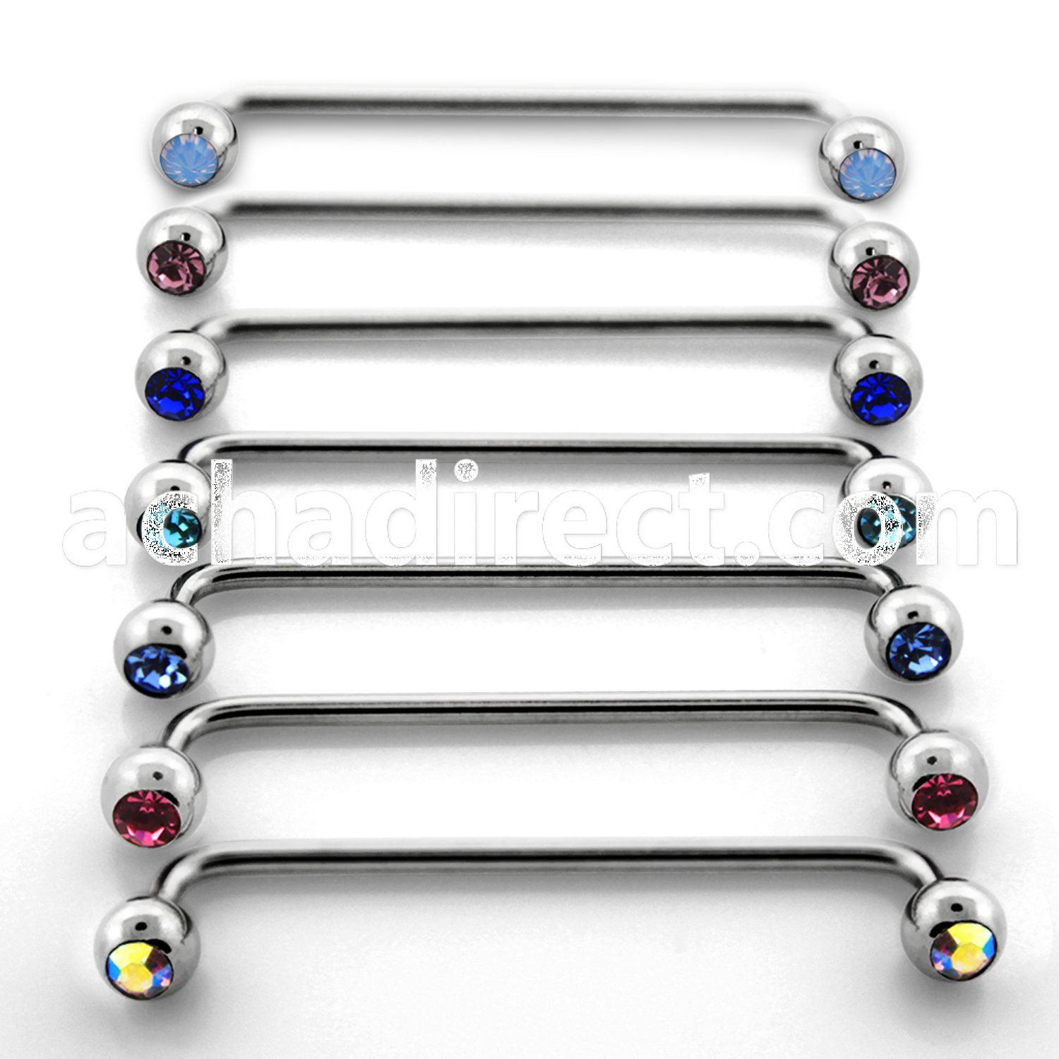 sub2c steel surface barbell w 45 degree 5mm jewel balls