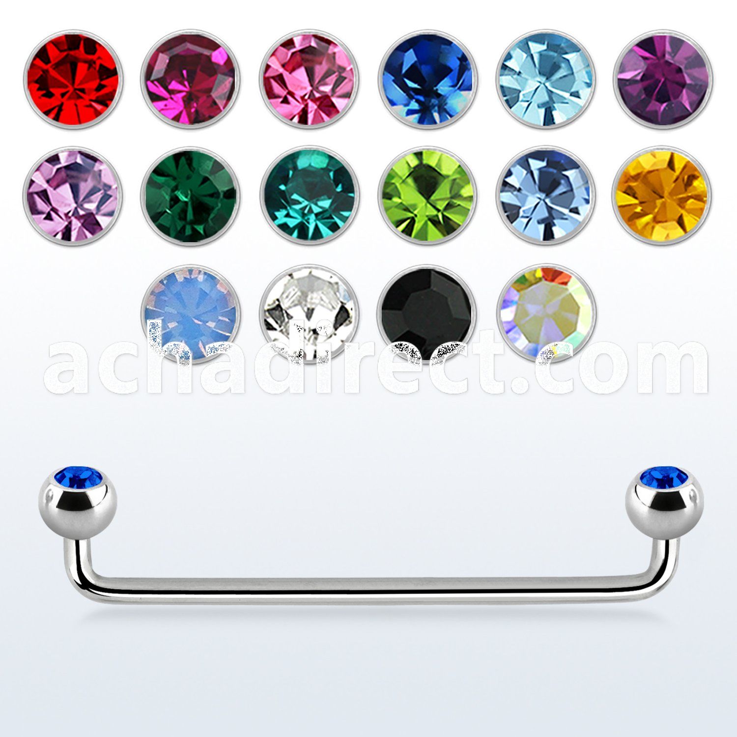 sub2cx 45 316l steel industrial surface barbell w bezel balls